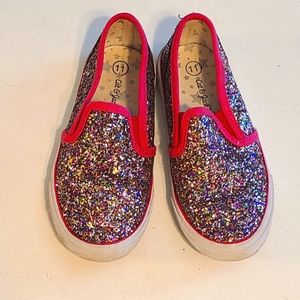Cat & Jack Girls Slip-on Sneakers. Pink Sparkle. Size 11.